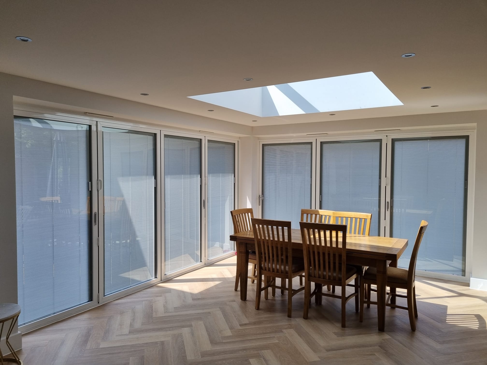 between glass blinds